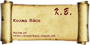 Kozma Bács névjegykártya