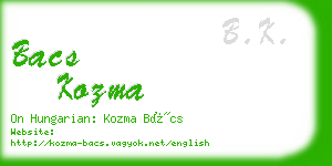 bacs kozma business card